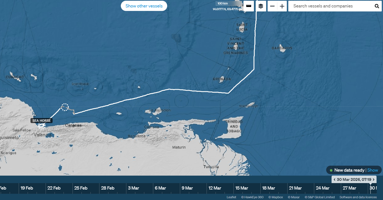 Маршрут танкера Sea Horse