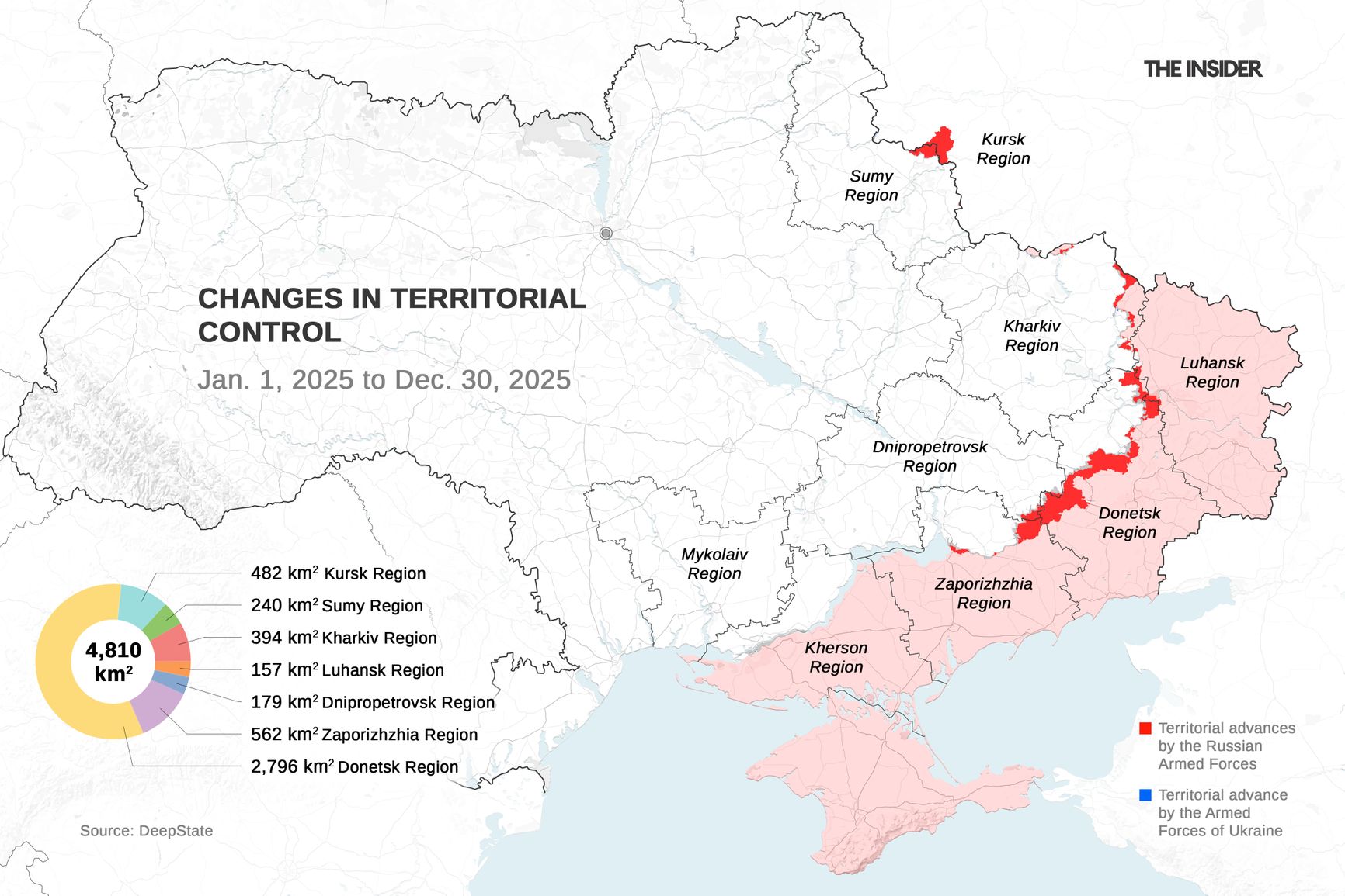 Territorial advancement of the Russian Armed Forces in 2025 relative to the territory of Ukraine as a whole