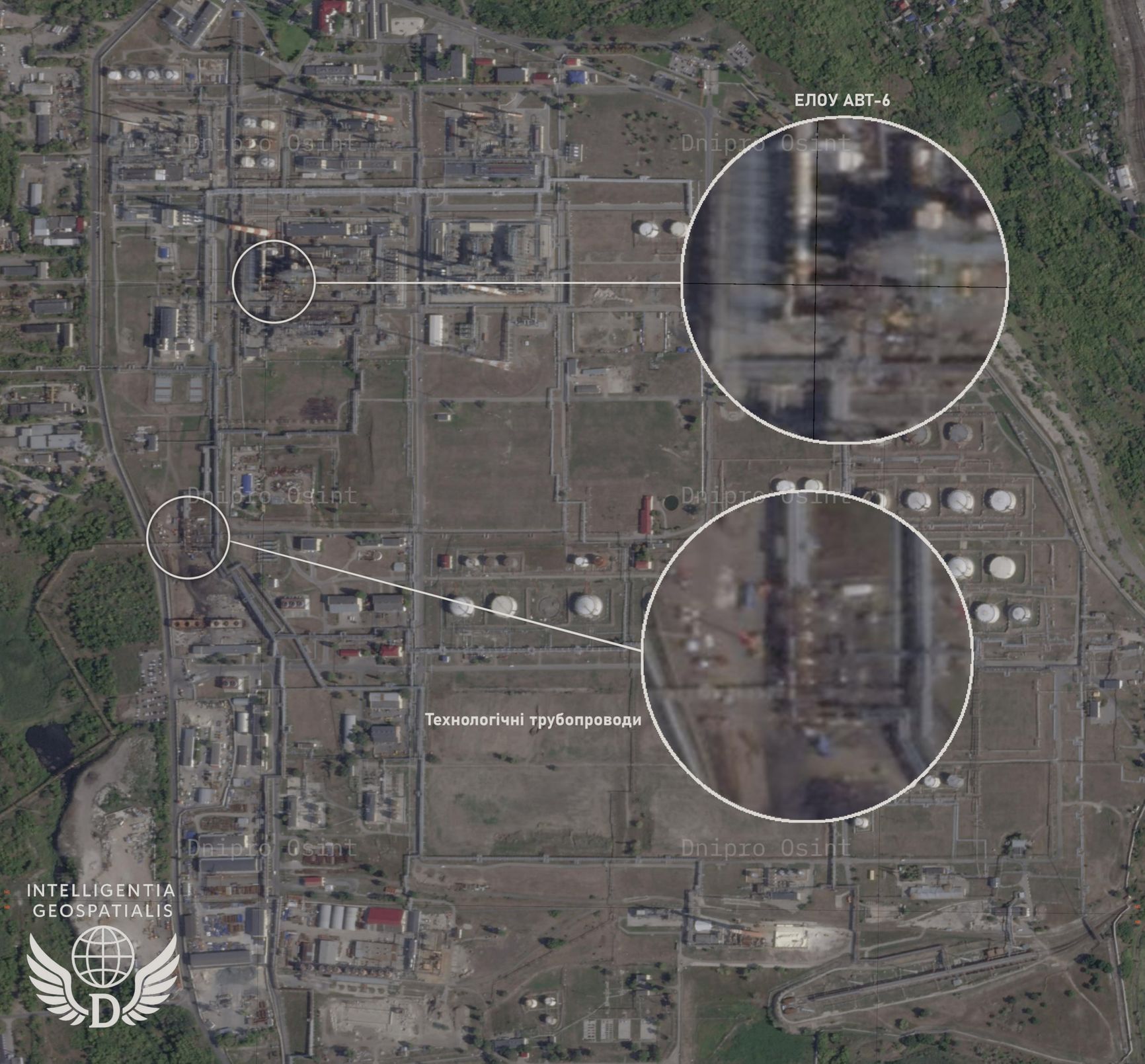 Спутниковый снимок последствий налета на Саратовский НПЗ 10 августа 2025 года