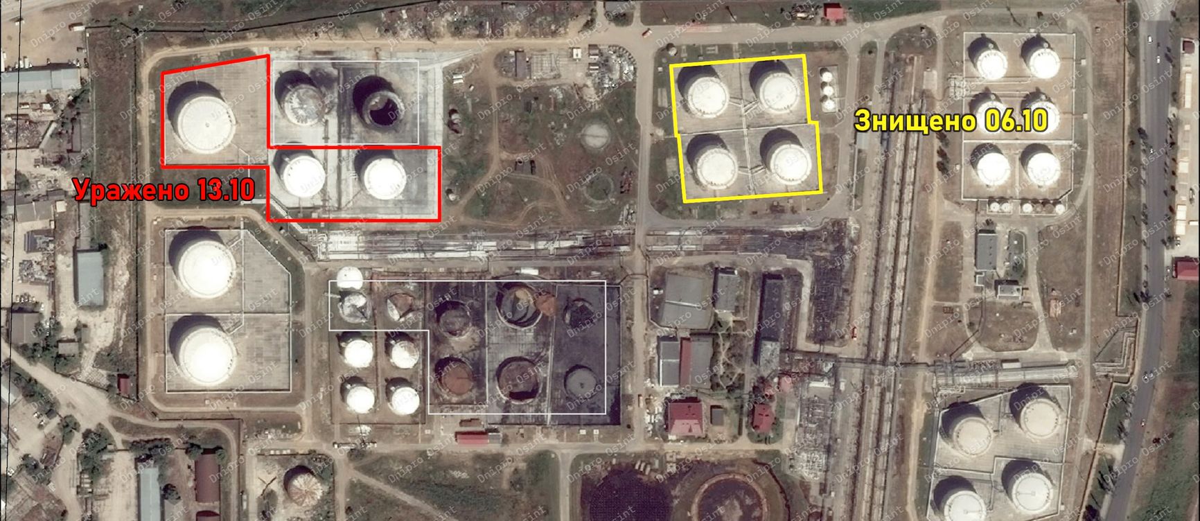 Геолокация места поражения нефтеналивного терминала в Феодосии 13 октября 2025 года