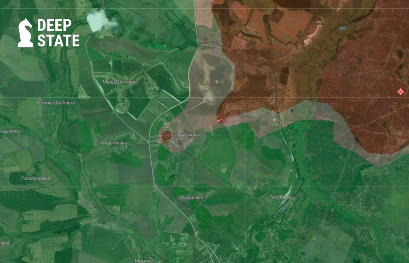Ситуация к северу от Купянска по версии DeepState