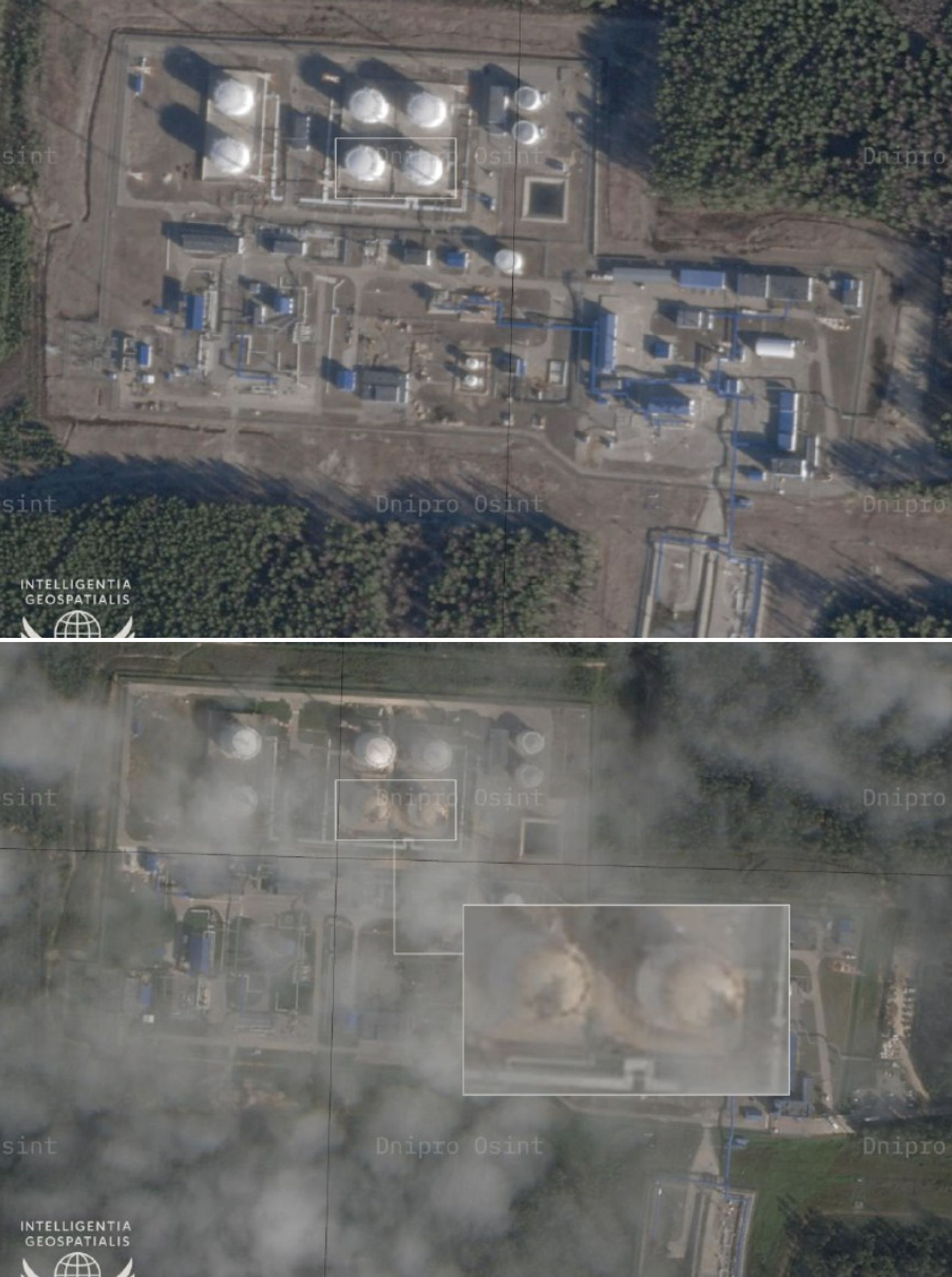 Последствия удара по нефтеперекачивающей станции Второво в деревне Пенкино во Владимирской области