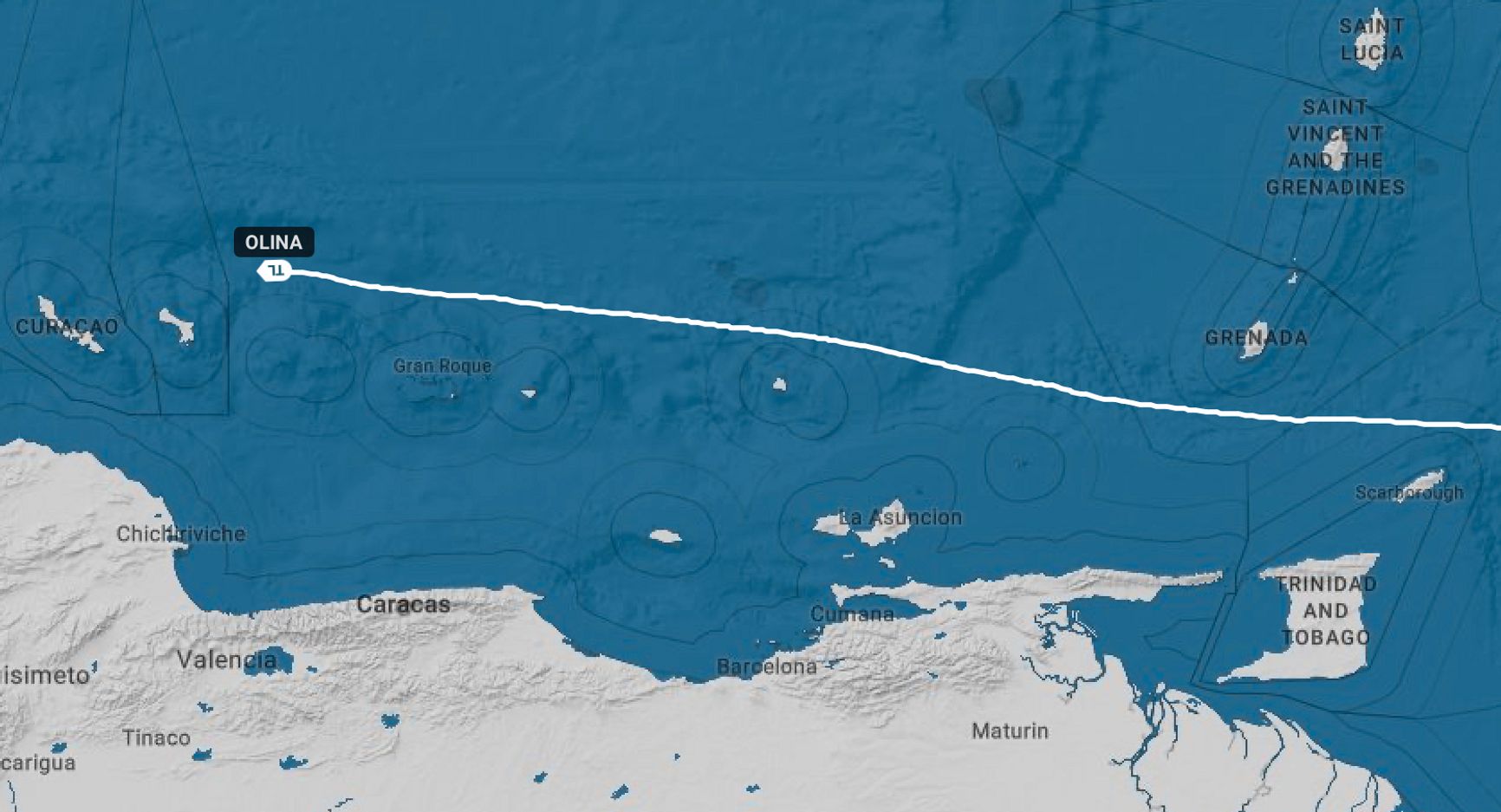 Местоположение танкера Olina
