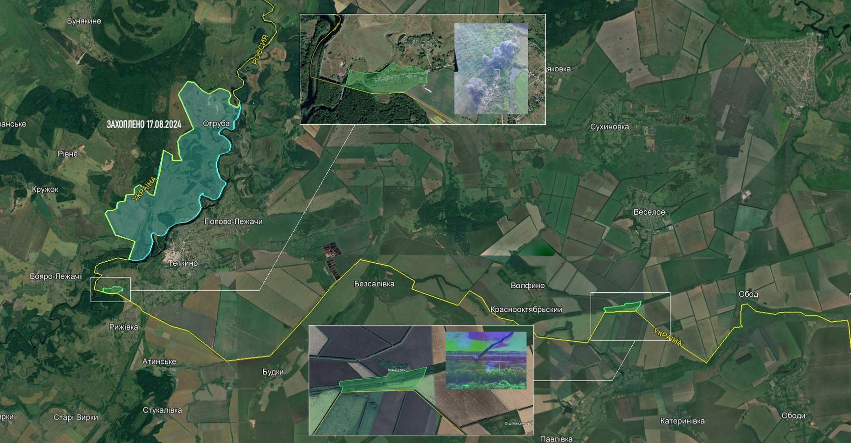 Ситуация на курском направлении в районе поселка Тёткино по версии ресурса Dnipro Osint ⟨ Гарбуз ⟩