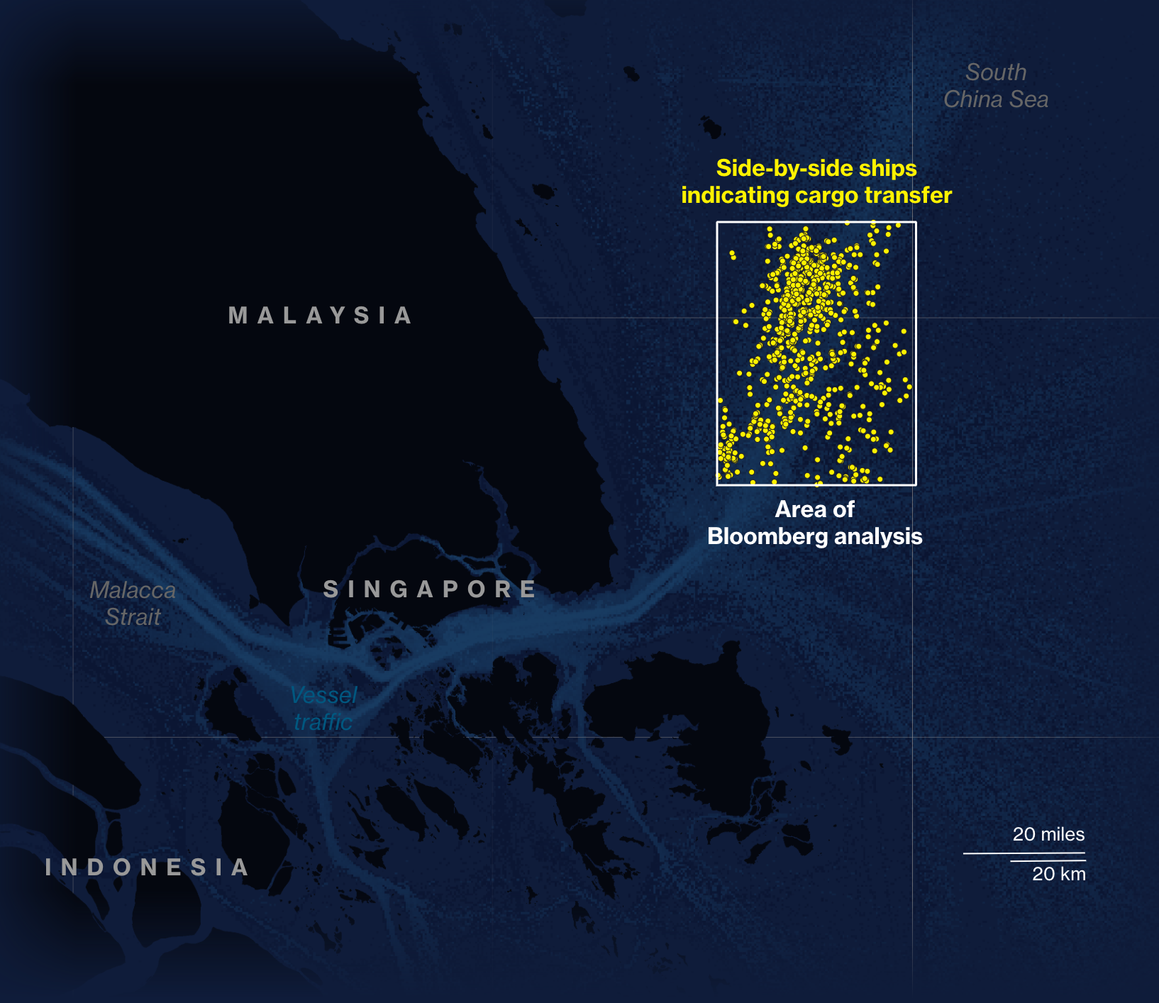 Желтым обозначены суда, стоявшие бок о бок