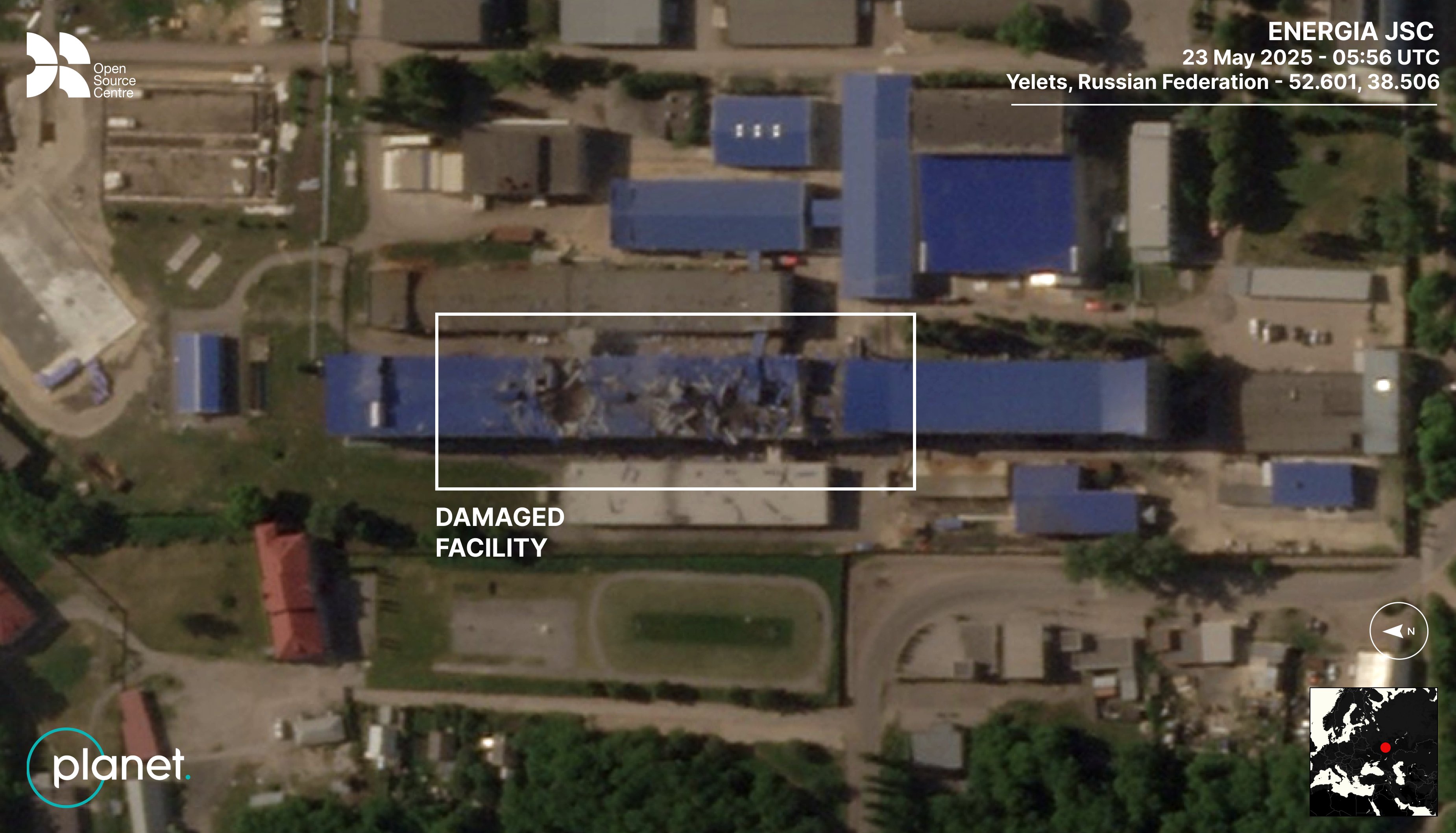 Последствия налета 23 мая 2025 года на ПАО «Энергия» в Ельце в Липецкой области
